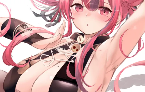 Picture girl, sexy, lingerie, bra, cleavage, blouse, pink hair, long hair, boobs, anime, beautiful, pretty, breasts, …