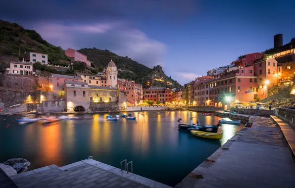 Picture building, home, boats, Italy, promenade, Italy, The Ligurian sea, harbour, Vernazza, Vernazza, Cinque Terre, Cinque …