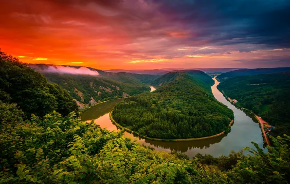 Picture sunset, nature, river