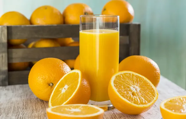 Picture glass, oranges, juice, orange