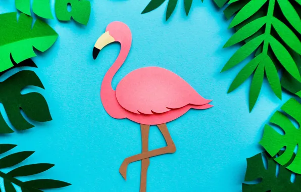 Picture leaves, background, Flamingo