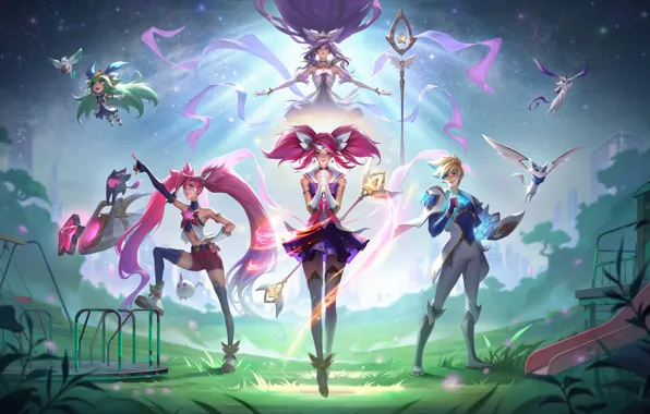 Picture the game, game, Lux, League of Legends, Janna, LOL, League Of Legends, Lulu, LOL, Nautilus, …