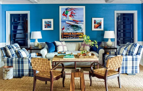Picture style, room, interior, living room, ., синий и голубой, colorful room