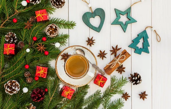 Picture holiday, Tree, Blue, Heart, Coffee, Star, Christmas, decoration, Tree, composition, Rights Reserved, LAIMDOTA GRIVANE