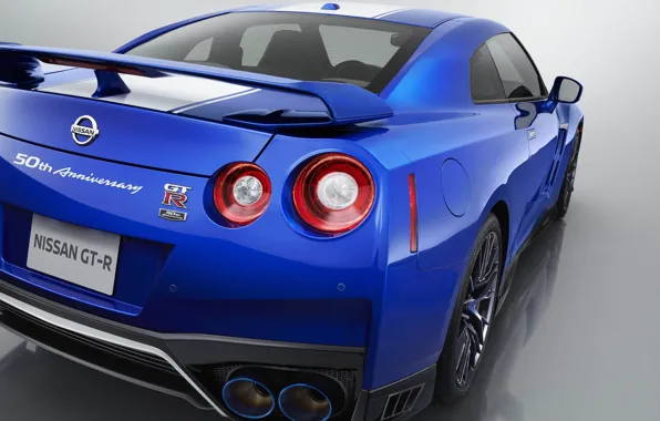 Picture Blue, Lights, Nissan GT-R, Back, 50th Anniversary Edition, 2020, Jubilee supercar, Japanese car