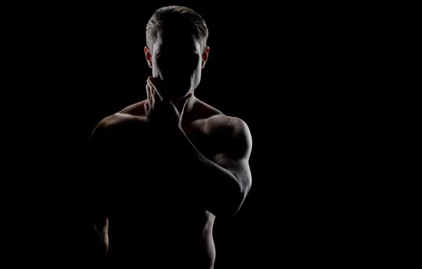 Picture dark, muscles, pose, shadows