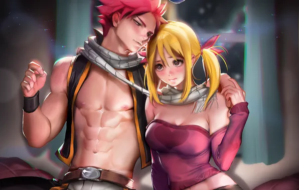 Picture love, anime, art, pair, Handsome, fairy tail, Fairy Tail, Lucy, Natsu Dragneel