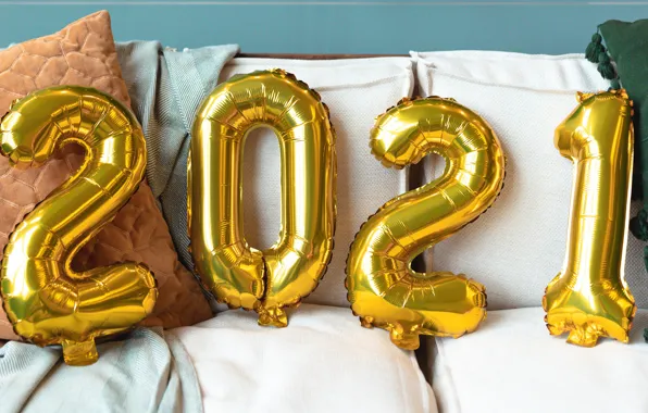 Picture sofa, wall, furniture, Shine, pillow, blanket, figures, New year, fabric, gold, date, inflatable, 2021
