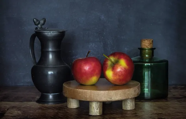 Picture background, apples, pitcher