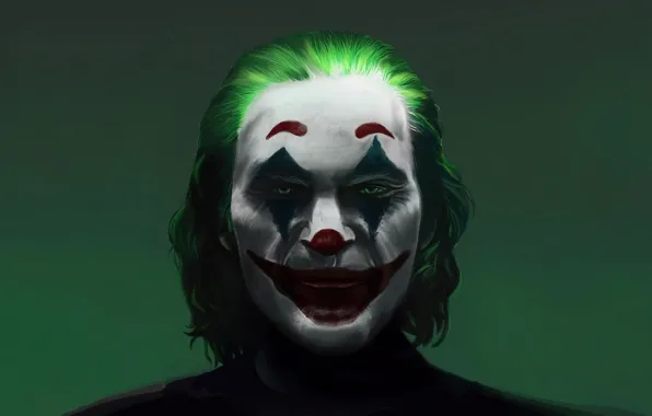 Picture face, portrait, Joker, green background, Joker, makeup, portrait, makeup, green background