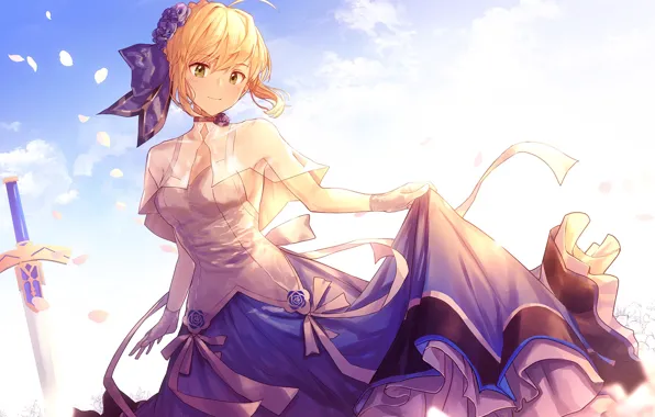 Picture girl, sword, Excalibur, Fate / Grand Order, The destiny of a great campaign