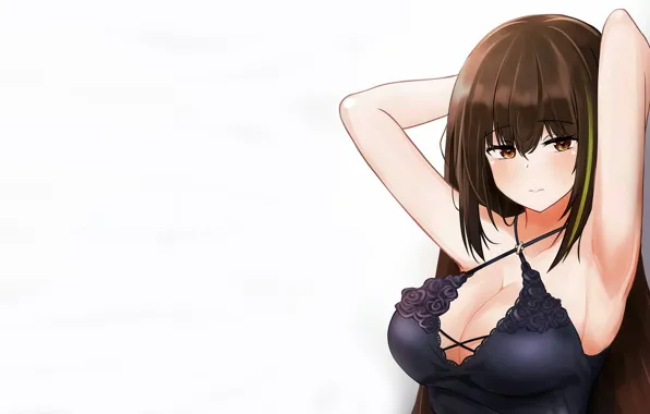 Picture girl, sexy, cleavage, blouse, long hair, brown hair, boobs, anime, beautiful, pretty, breasts, attractive, handsome, …