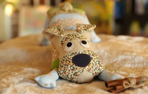 Picture pose, toy, dog, puppy, face, needlework