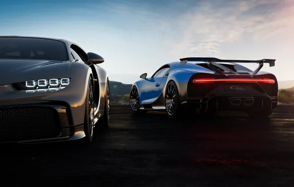 Picture the evening, Bugatti, pair, hypercar, Chiron, 2020, Pur Sport