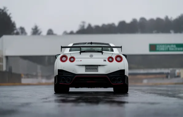 Picture white, back, Nissan, GT-R, R35, Nismo, 2019