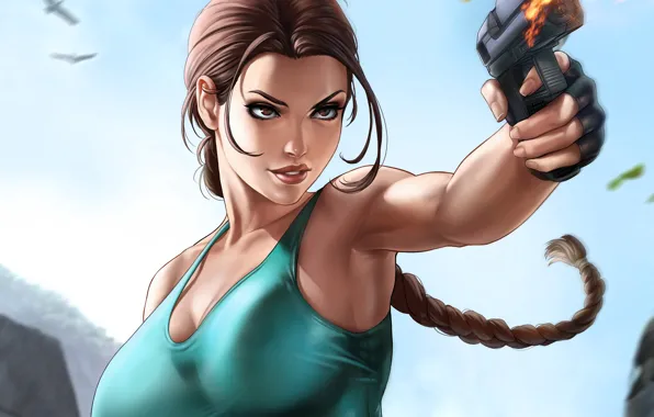 Picture girl, Tomb Raider, girl, art, Lara Croft, by Dandonfuga