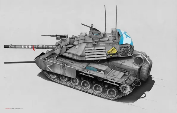 Picture figure, graphics, Tank, pencil drawing, Israel, The IDF, нарисованный танк, Magach
