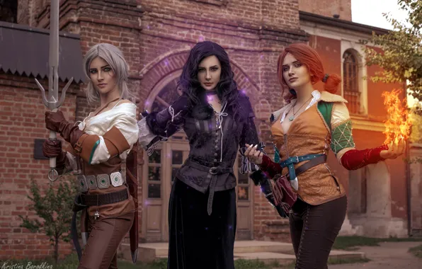 Picture girls, The Witcher, Triss, Ciri, Yen, Kristina Borodkina, based on the game