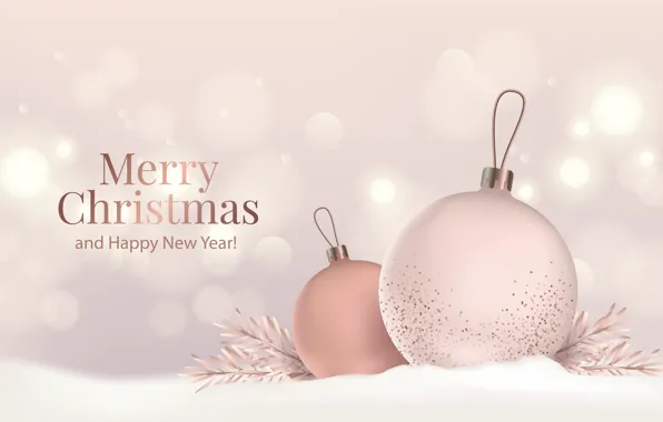 Picture balls, snow, balls, Christmas, New year, pink background