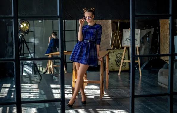 Picture Girl, mirror, glasses, Yuri Nesmelov