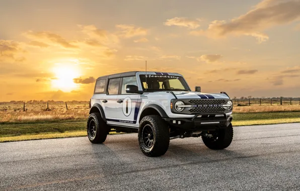 Picture Ford, Front, White, 4x4, Road, Hennessey, Bronco, Ford Bronco, 2022, Hennessey VelociRaptor 400, VelociRaptor 400
