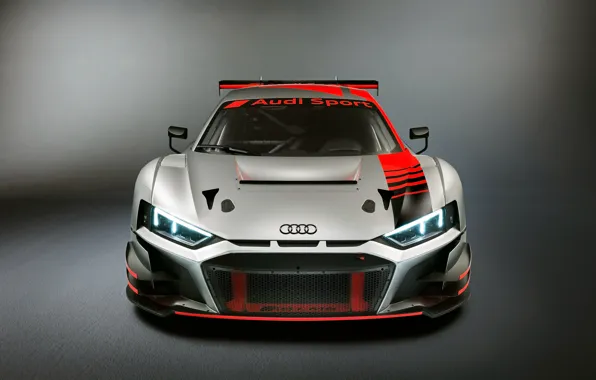 Picture racing car, Audi R8, front view, LMS, 2019