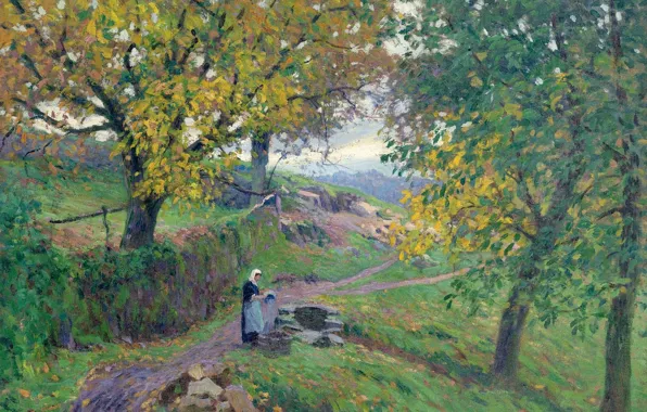 Picture landscape, picture, Paul Madeline, Paul Madeline, Laundress in Creuse