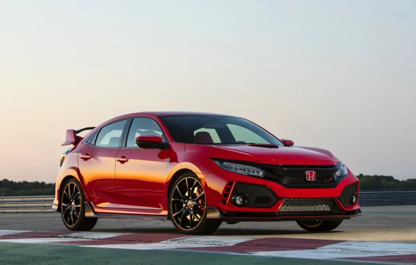 Picture the sky, red, track, Honda, hatchback, the five-door, 2019, Civic Type R, 5th gen, FK8
