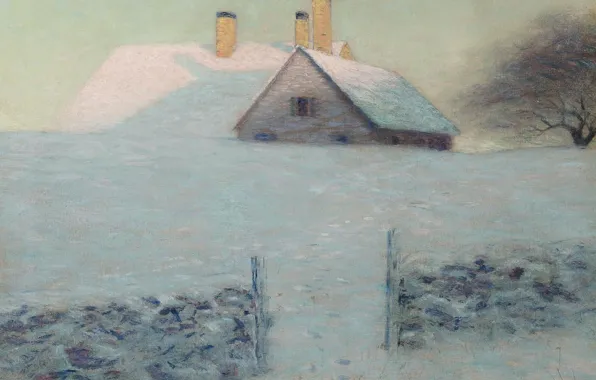 Picture winter, landscape, house, picture, The Birgit Harrison, Snow Day, Lowell Birge Harrison