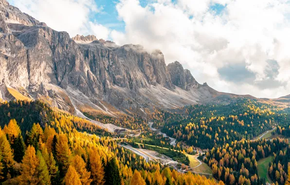 Picture autumn, trees, landscape, mountains, Italy