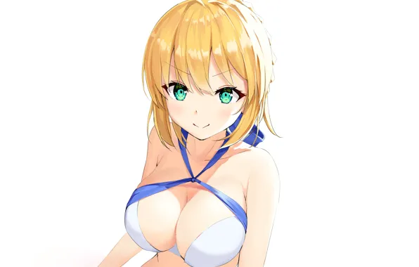 Picture girl, sexy, cleavage, green eyes, boobs, anime, beautiful, short hair, pretty, erotic, breasts, bikini, attractive, …