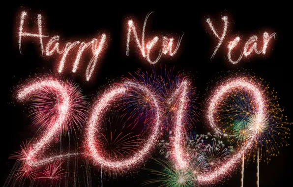Picture night, lights, salute, colorful, New Year, happy, night, New Year, fireworks, 2019