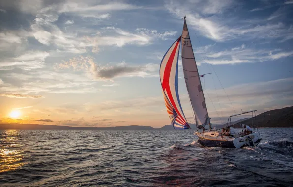 Picture sea, the way, coast, the evening, yacht, sail, Cres Sail