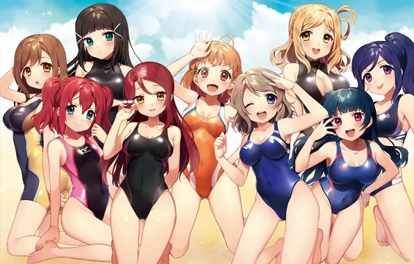 Picture girl, sexy, cleavage, long hair, boobs, anime, beautiful, pretty, redhead, brunette, erotic, blonde, swimsuit, breasts, …