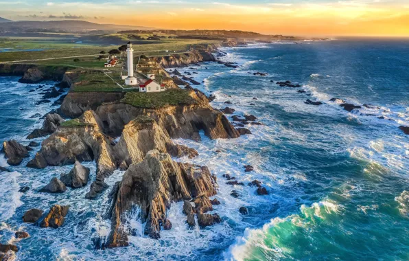 Picture sea, wave, stones, the ocean, rocks, lighthouse, Cape