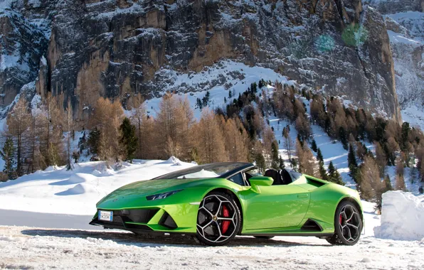 Picture snow, mountains, Lamborghini, EVO, Hurricane, Hurakan, Huracan EVO