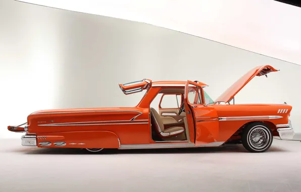 Picture Chevrolet, Orange, Lowrider, Nomad, Custom car, 1958 Year