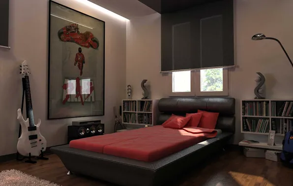 Picture design, room, interior, bedroom, Мужской холостяцкий дом в современном стиле
