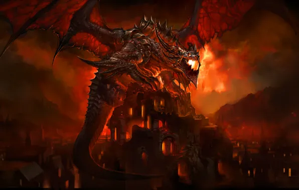 Picture Dragon, The game, Wings, World of Warcraft, WOW, Fantasy, Cataclysm, Deathwing, Deathwing