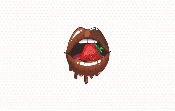Picture figure, graphics, teeth, strawberry, lips, hearts, red, chocolate, lips, strawberry, red lips, chocolate lips