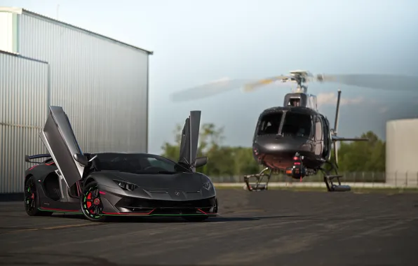 Picture Grey, Helicopter, Aventador