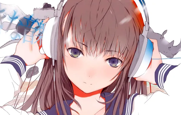 Picture face, headphones, girl