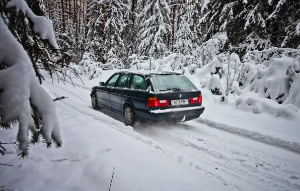 Picture winter, germany, bmw 5 series, bmw e34