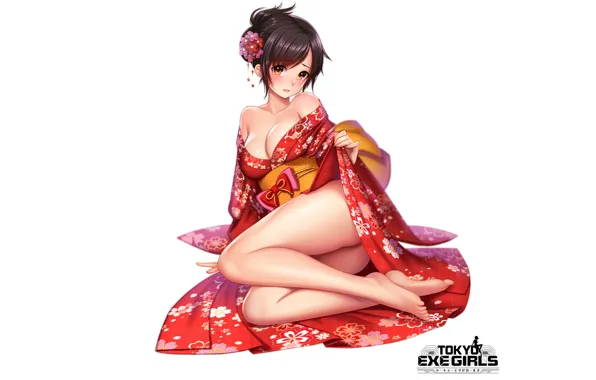 Picture girl, sexy, yukata, cleavage, boobs, anime, beautiful, short hair, pretty, breasts, attractive, handsome, yellow eyes, …