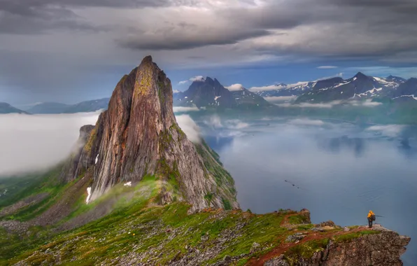 Picture the sky, mountains, fog, lake, Norway, Ed Gordeev, Gordeev Edward