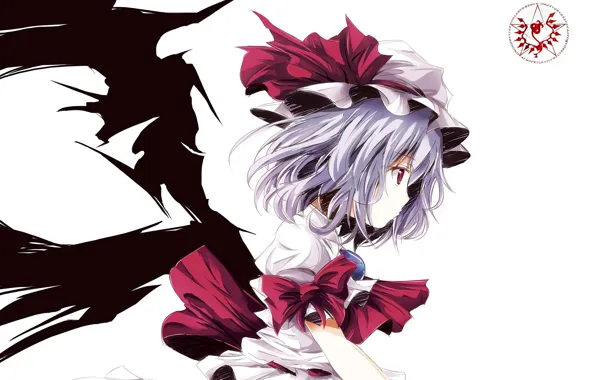 Picture red eyes, vampire, Remilia Scarlet, project East, bat wings, touhou project, by Gohah