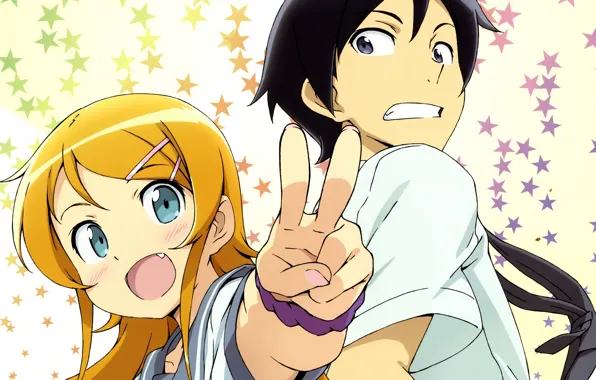 Picture girl, stars, guy, Oreimo, My little sister can't be this cute