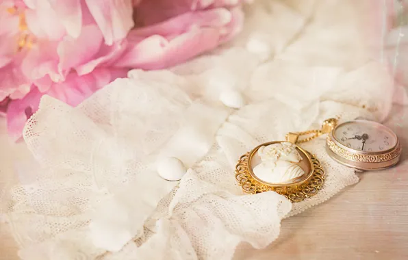 Picture watch, fabric, vintage, cameo