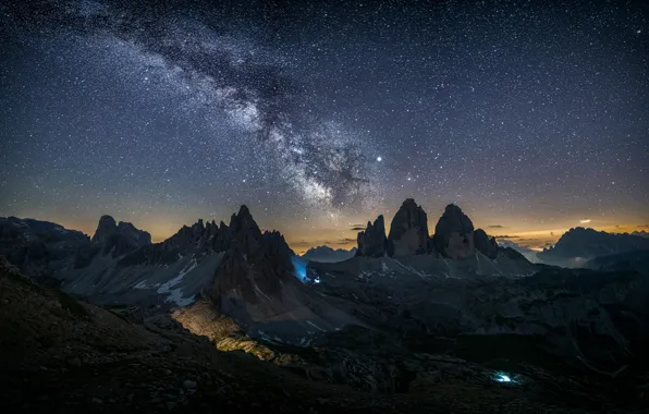 Picture the sky, light, mountains, night, nature, stars, Italy, the milky way, The Dolomites