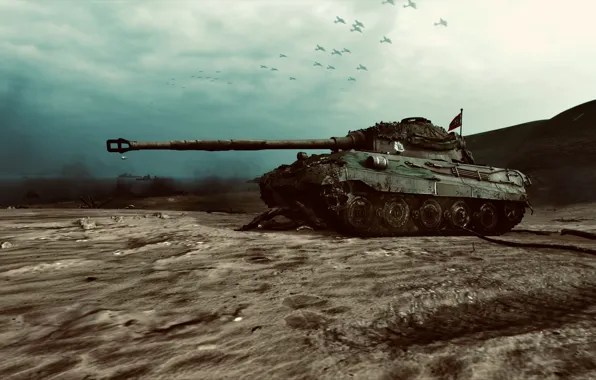 Picture HDR, Clouds, Tiger, Beach, Game, Tank, Ocean, World of Tanks, Tiger 2, WOT, UHD, Normandie, …